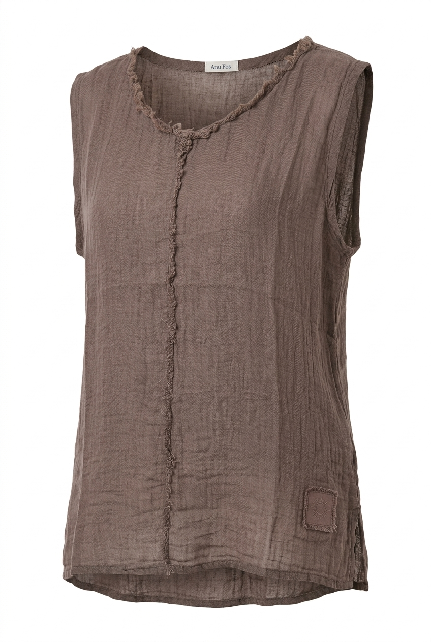 LA VELINO — Sleeveless Linen Top — Brown — packshot