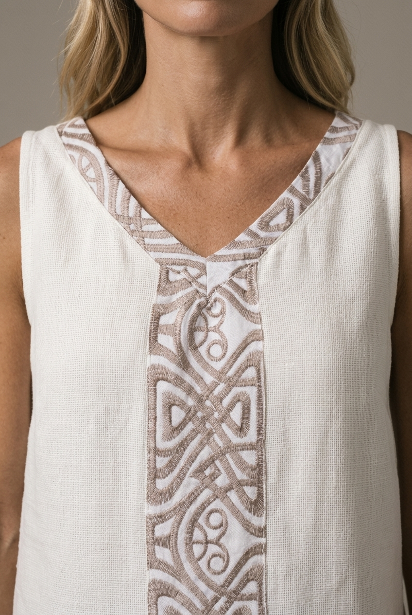VE EMPOLI — Embroidered Top — White — detail