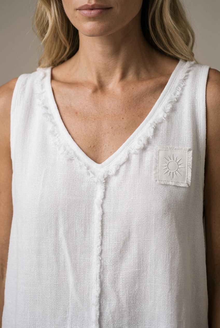 KATIA — V-Neck Linen Top — detail
