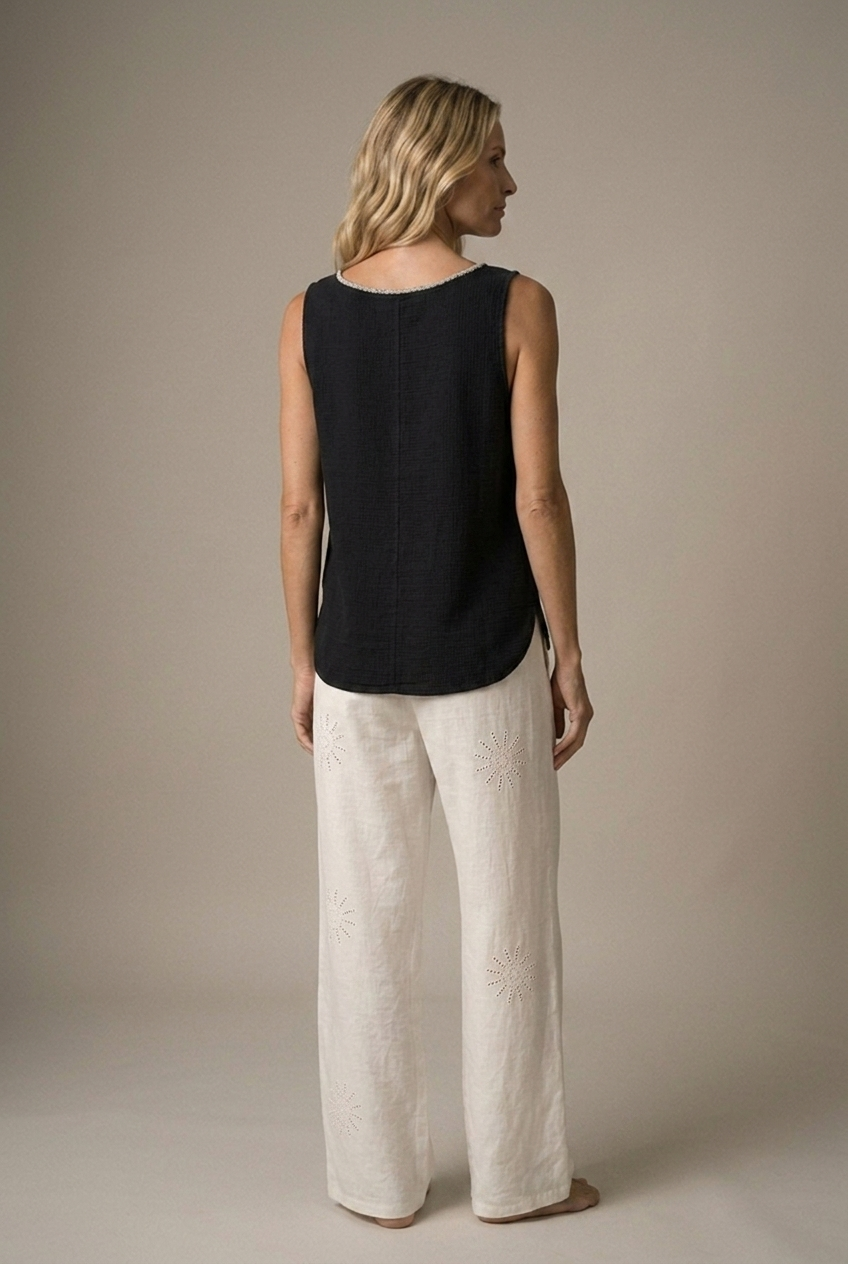 VE EMPOLI — Embroidered Top — Black — back