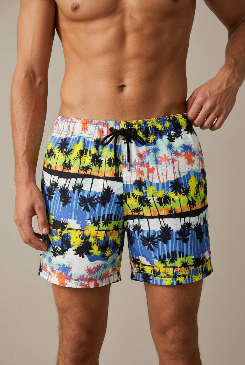 ANU — Swim Shorts, Palm Sunset — crop