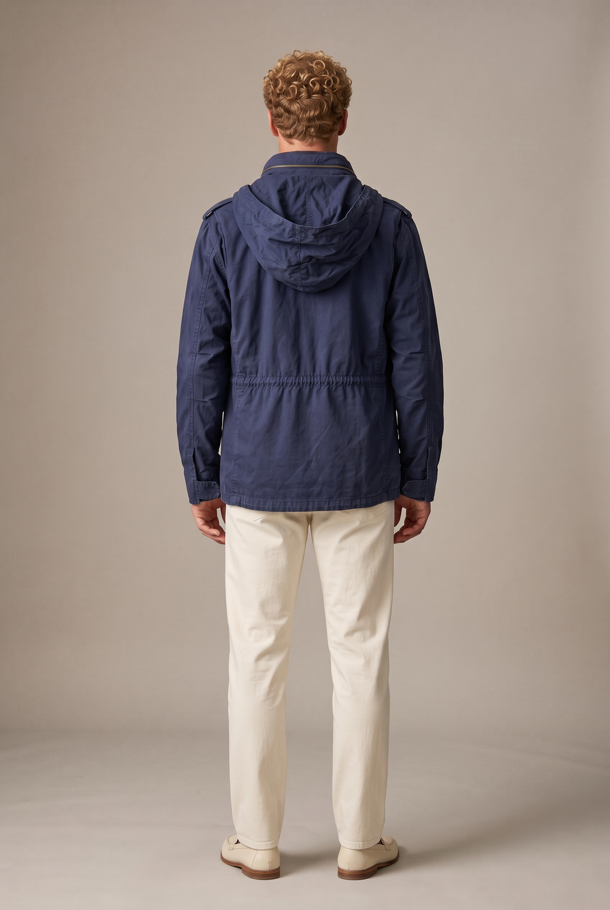 AF-JAC-ARMY — Field Jacket — Navy — back — hood released