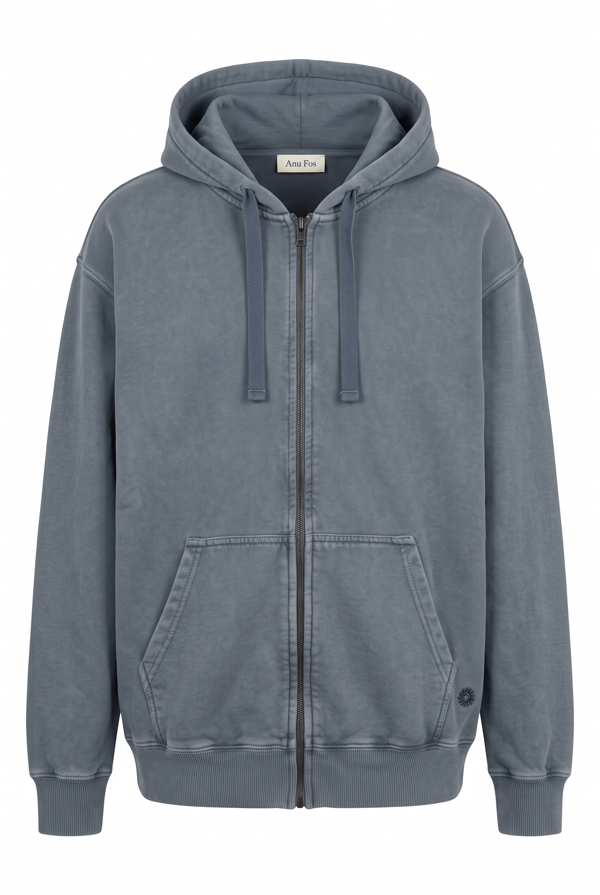 Amorgos Zip Hoodie — Stone Grey — packshot