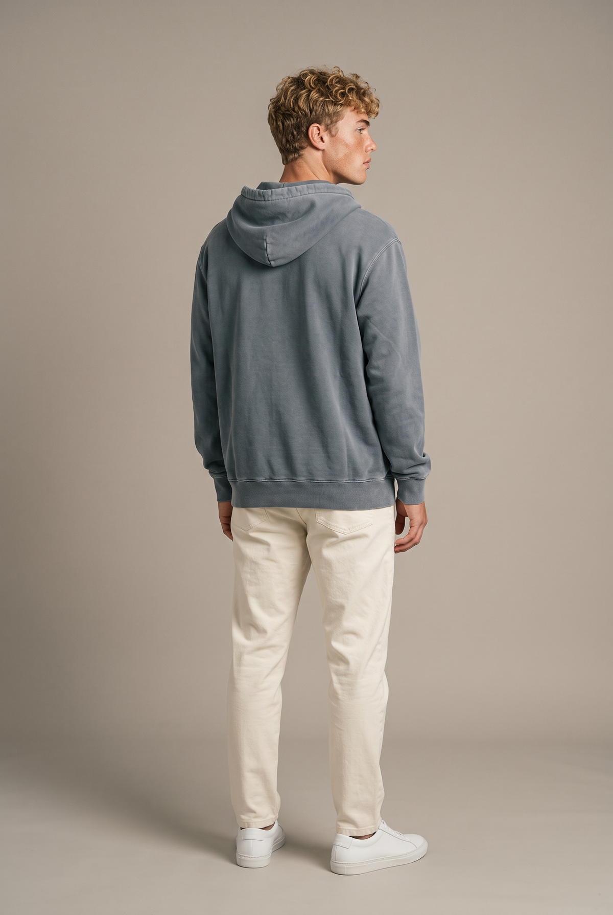 Amorgos Zip Hoodie — Stone Grey — back