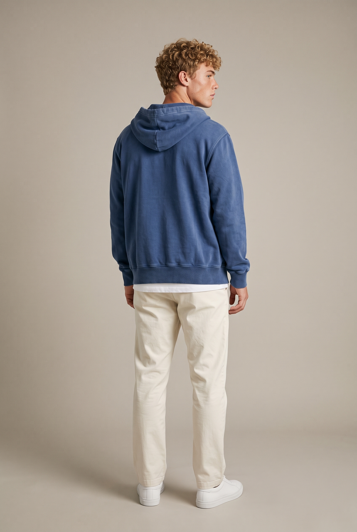 Amorgos Zip Hoodie — Stone Blue — back