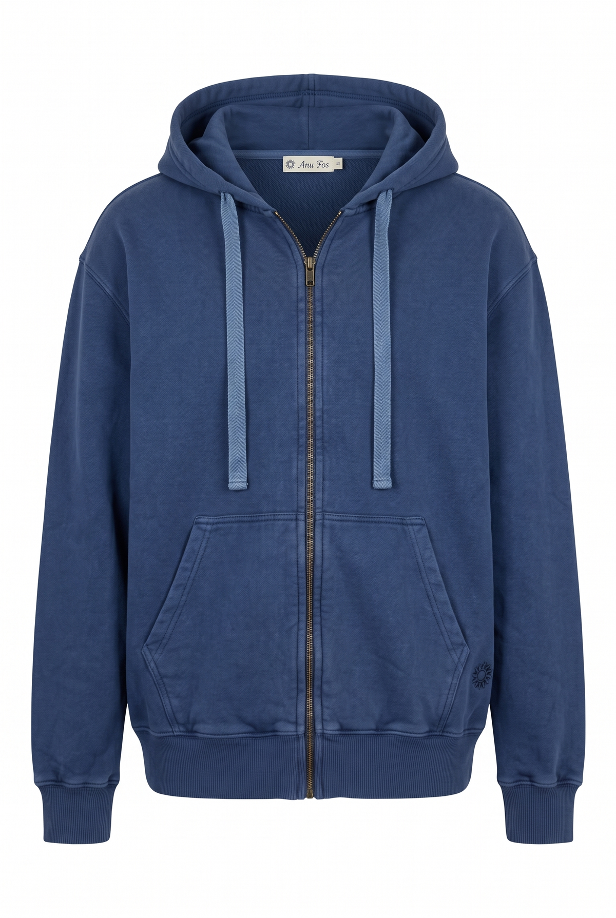 Amorgos Zip Hoodie — Stone Blue — packshot