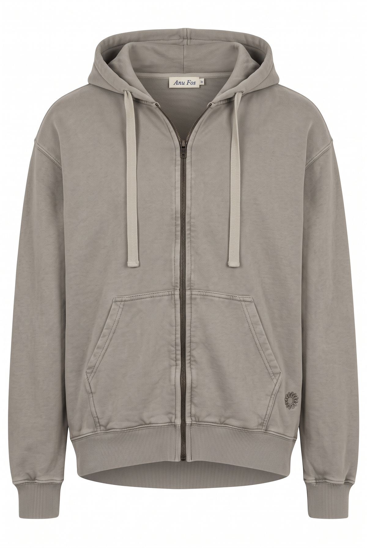 Amorgos Zip Hoodie — Stone Beige — packshot