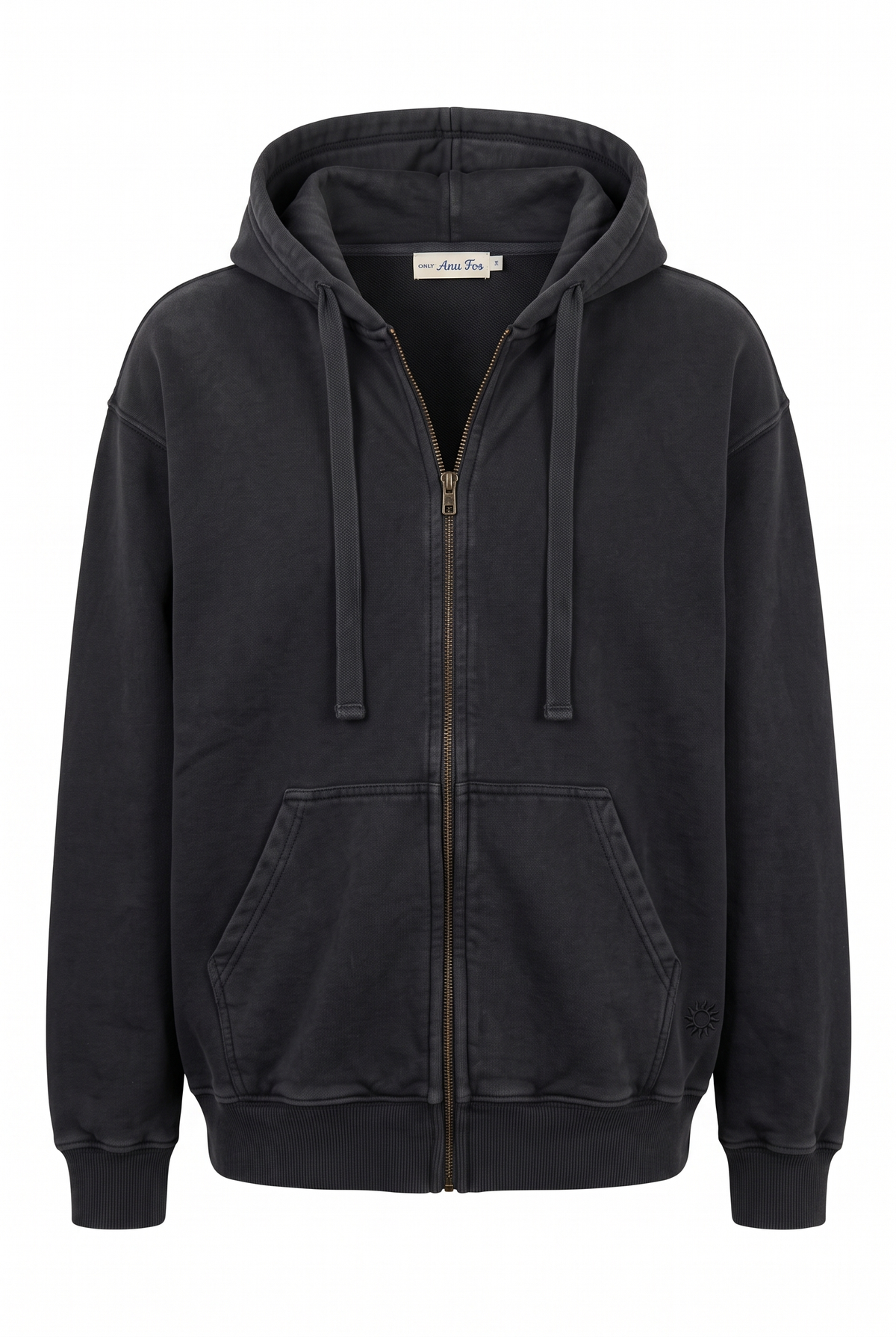 Amorgos Zip Hoodie — Stone Black — packshot