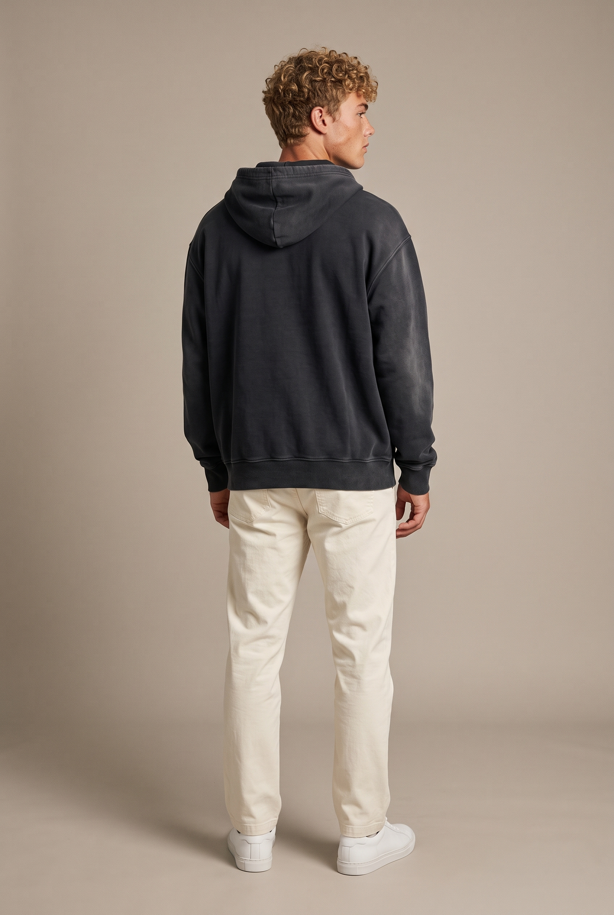 Amorgos Zip Hoodie — Stone Black — back