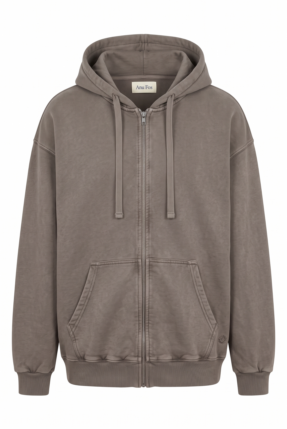 Amorgos Zip Hoodie — Stone Brown — packshot