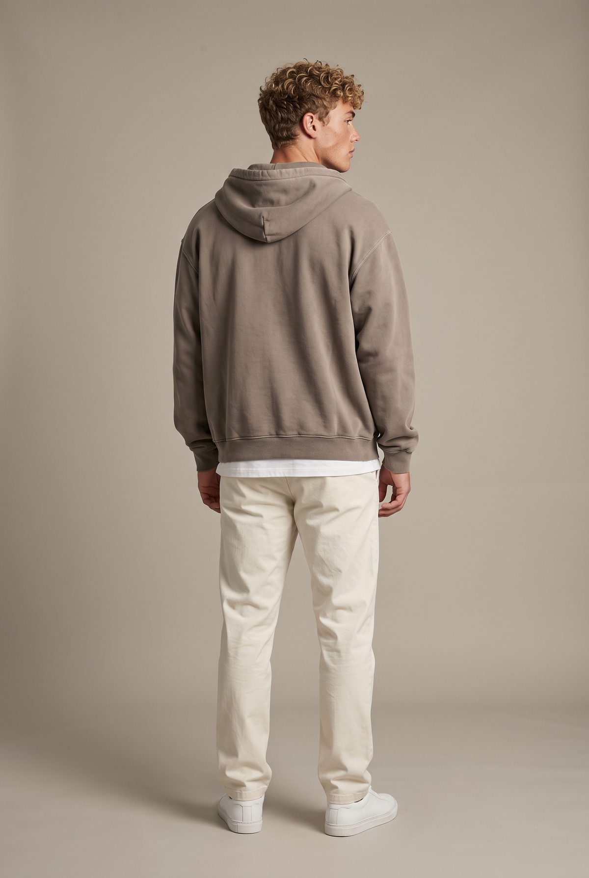 Amorgos Zip Hoodie — Stone Brown — back