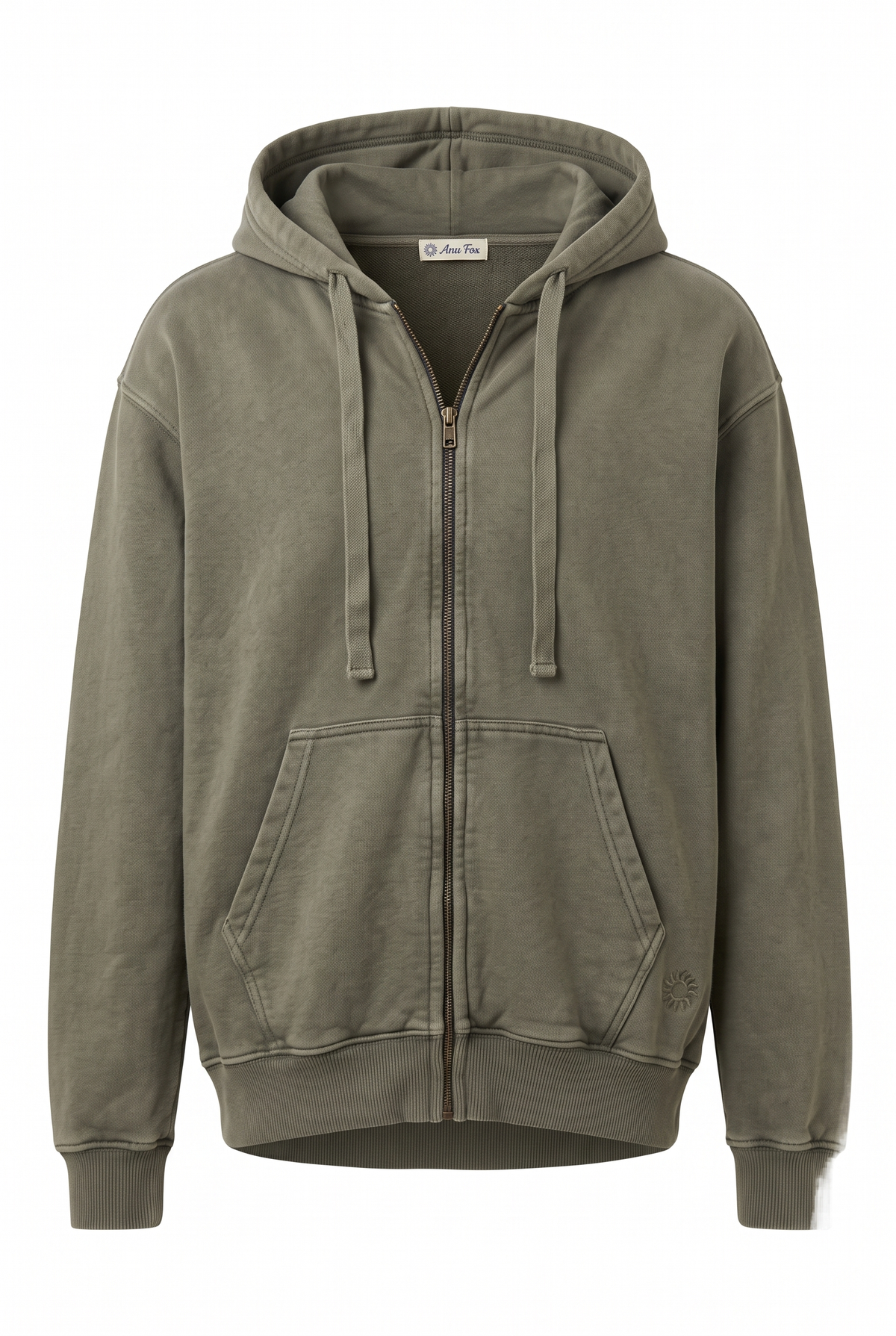 Amorgos Zip Hoodie — Stone Khaki — packshot