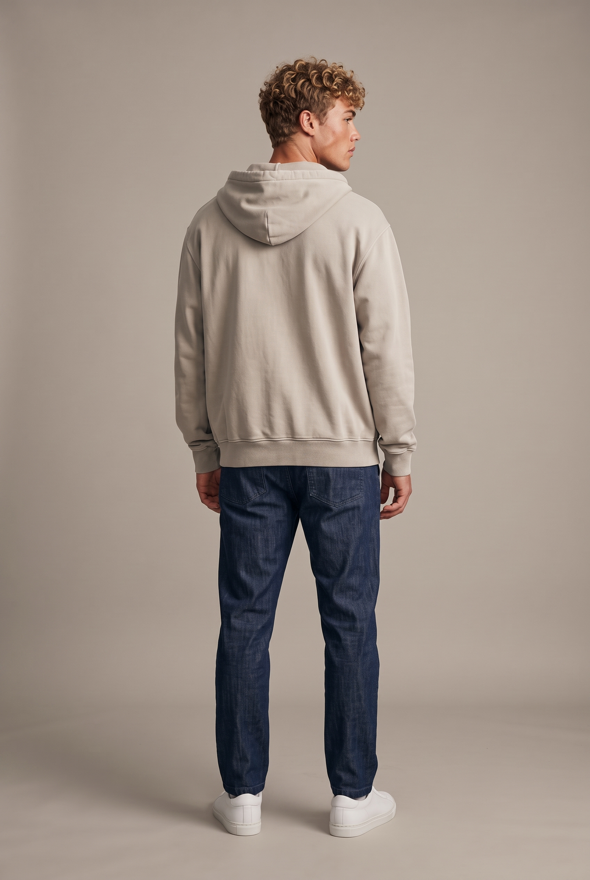 Amorgos Zip Hoodie — Stone Beige — back