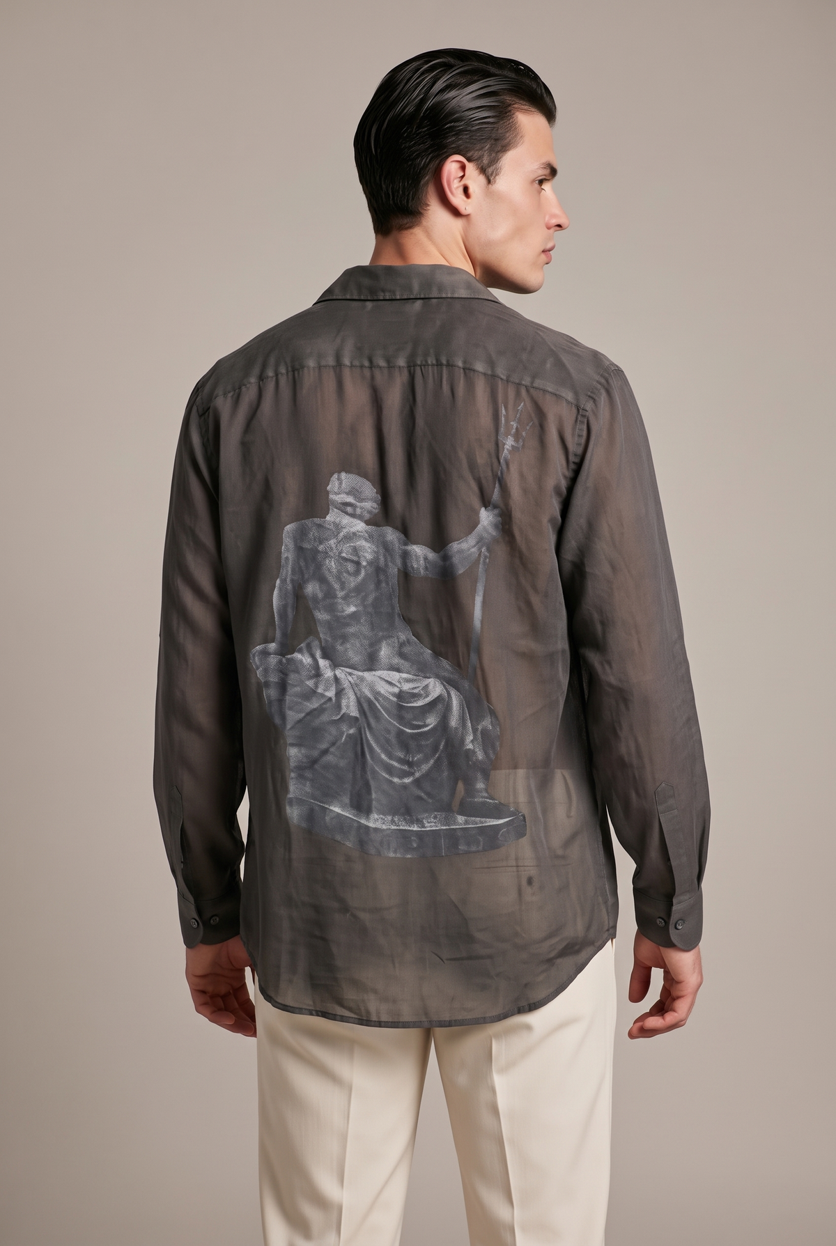 Sounion Sheer Shirt — Graphite — back