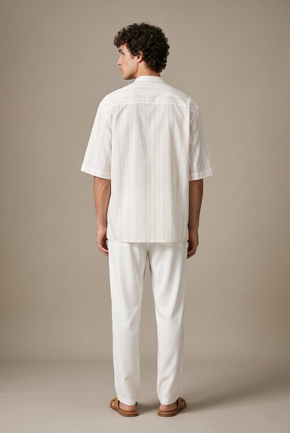 White Mandarin Collar Shirt