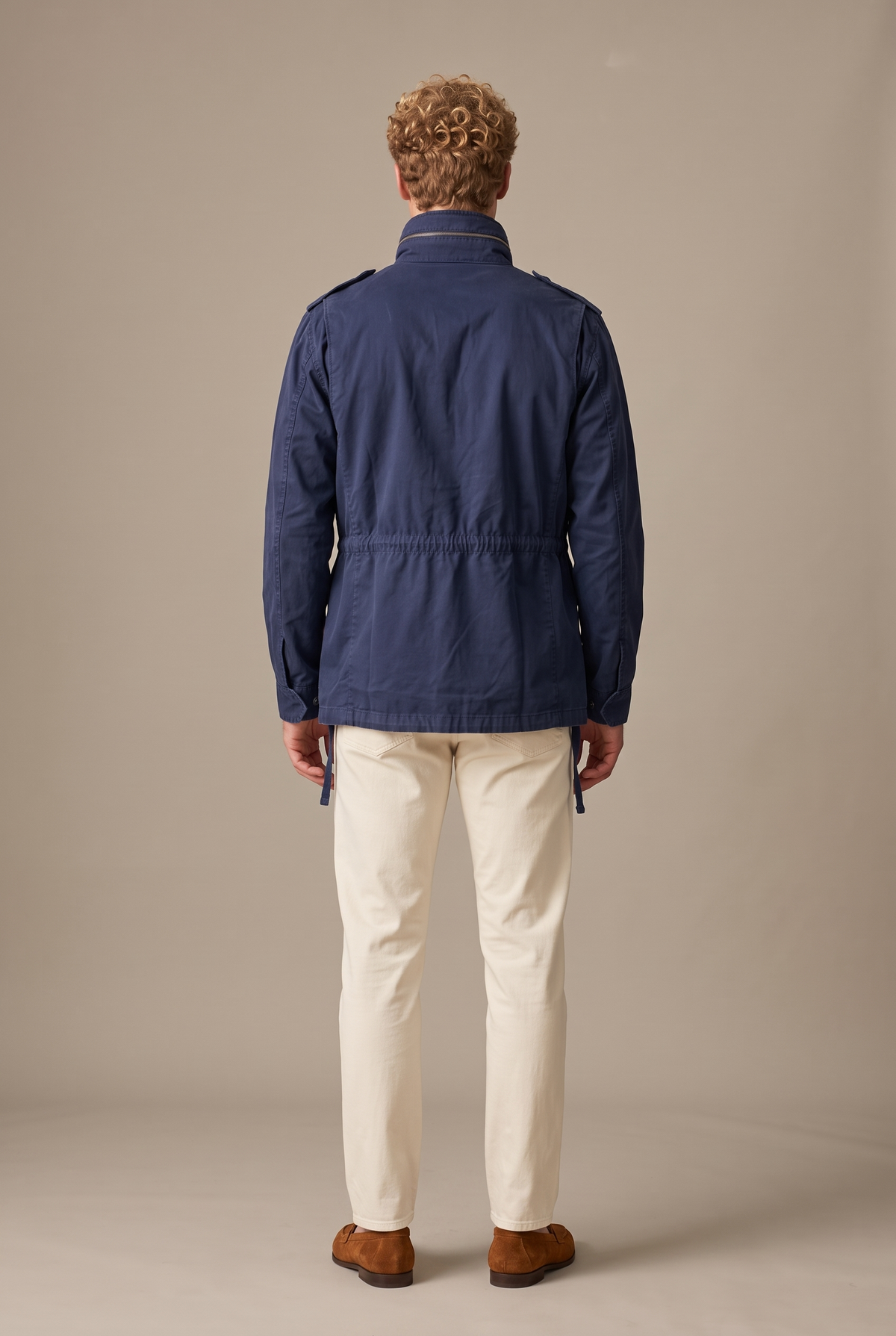 Kea Field Jacket — Navy — back hood stowed
