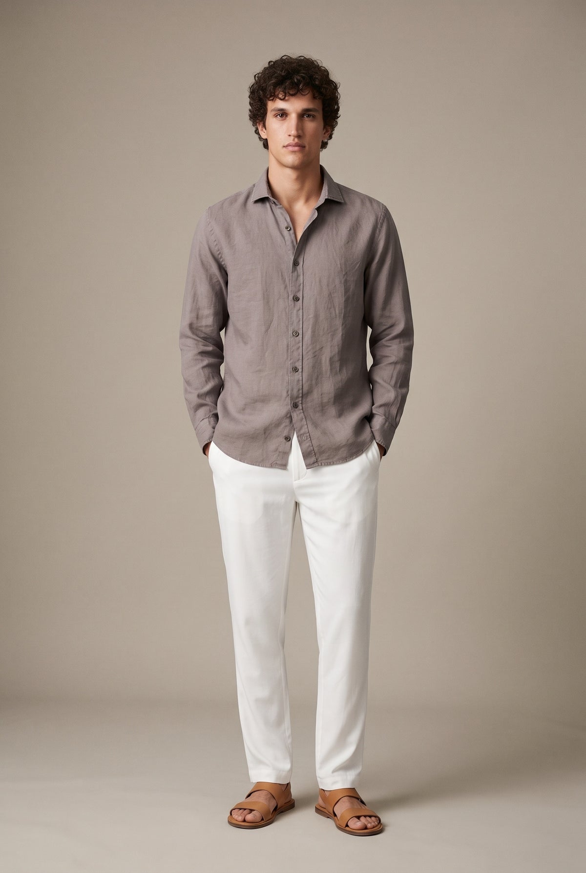 Light linen long sleeve shirt
