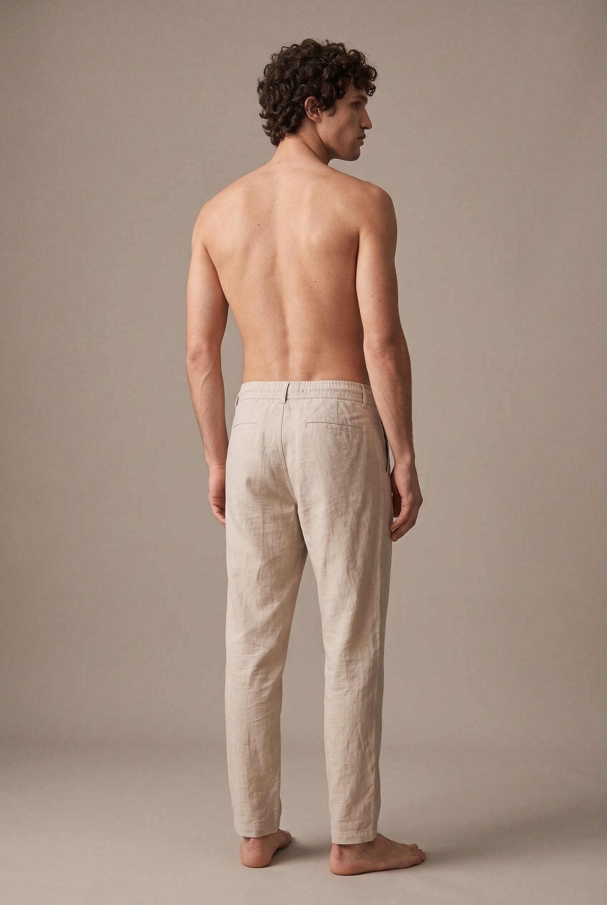 Linen-cotton Drawstring Pants