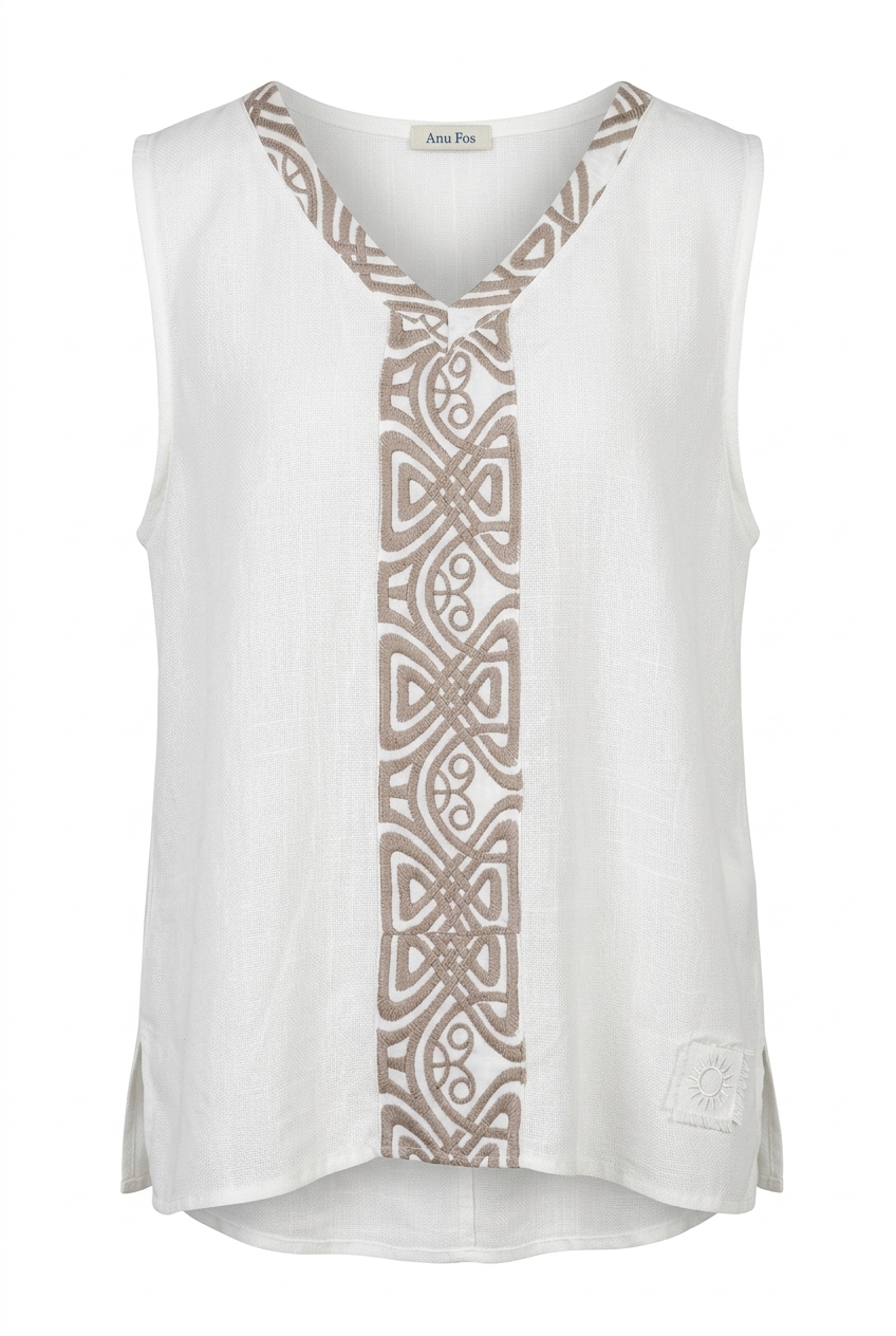 VE EMPOLI — Embroidered Top — White — packshot