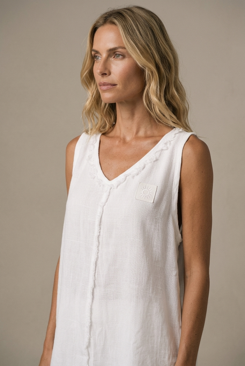 KATIA — V-Neck Linen Top — portrait
