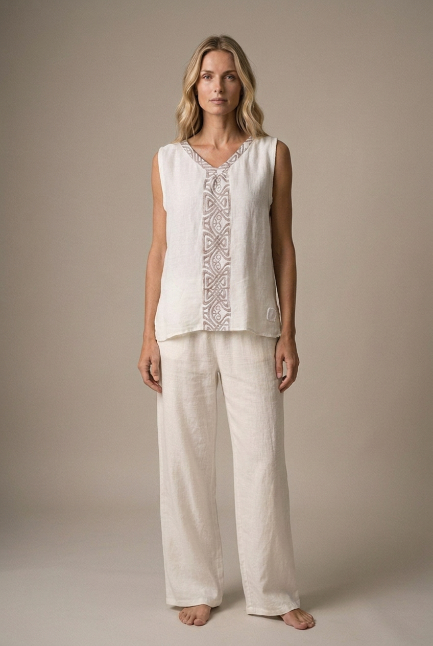 VE EMPOLI — Embroidered Top — White — front