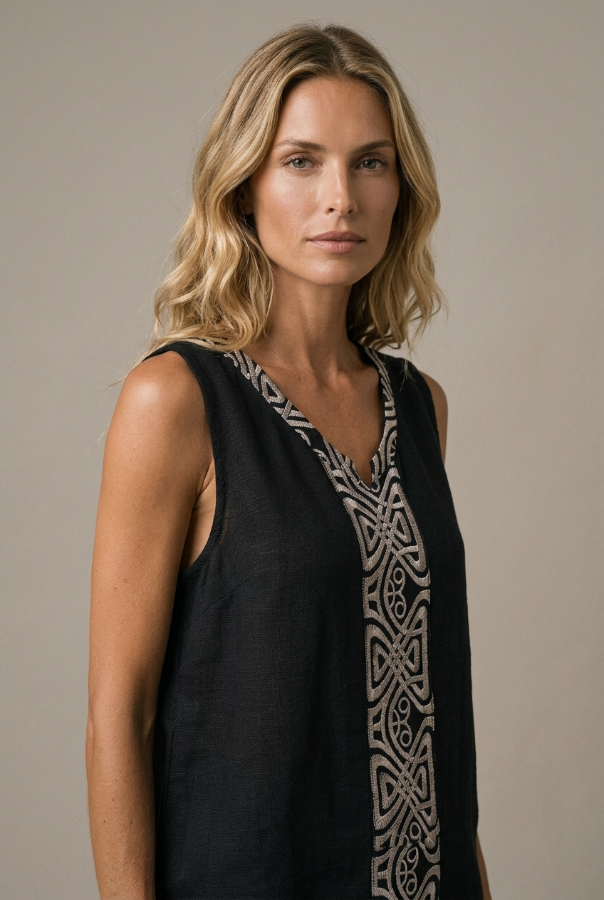 VE EMPOLI — Embroidered Top — Black — portrait