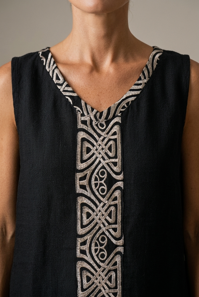 VE EMPOLI — Embroidered Top — Black — detail