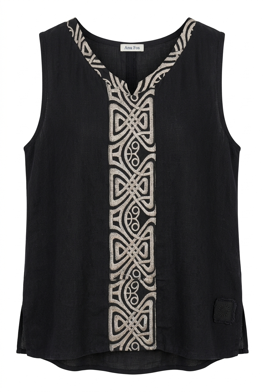 VE EMPOLI — Embroidered Top — Black — packshot