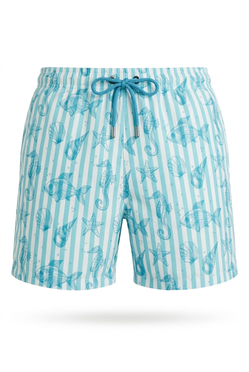 ANU — Swim Shorts, Sea Life Stripe — packshot