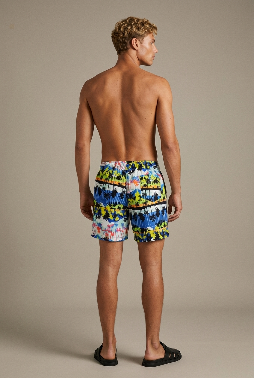 ANU — Swim Shorts, Palm Sunset — back