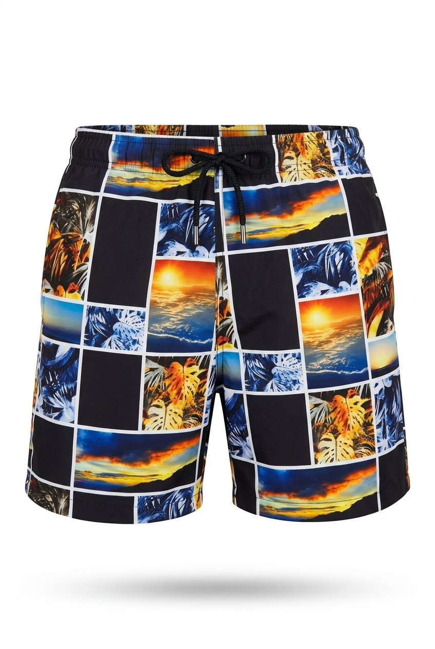 ANU — Swim Shorts, Sunset Tiles — packshot