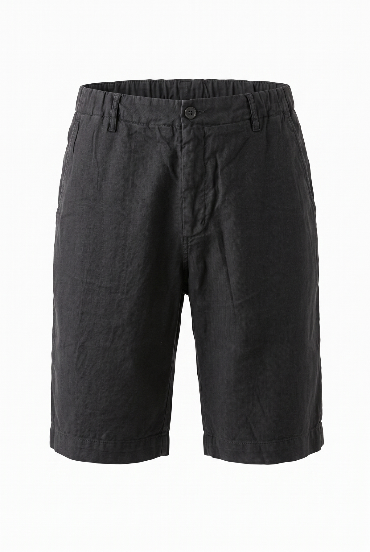 AN-SPANBER — Linen Bermuda Shorts — Black — packshot